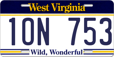 WV license plate 1ON753