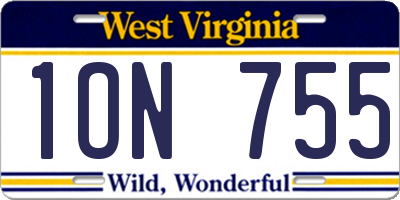 WV license plate 1ON755