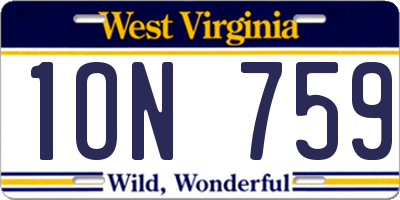 WV license plate 1ON759