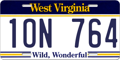 WV license plate 1ON764