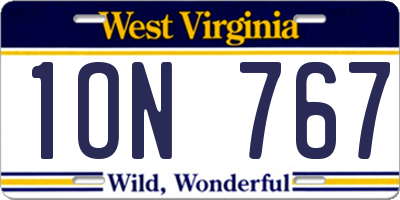 WV license plate 1ON767