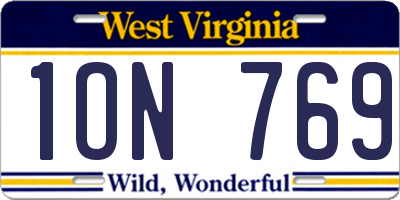 WV license plate 1ON769