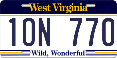 WV license plate 1ON770