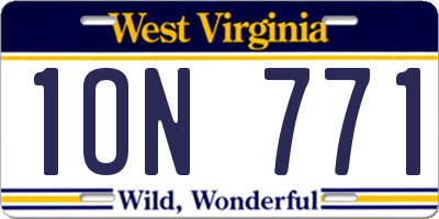 WV license plate 1ON771