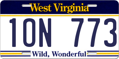 WV license plate 1ON773