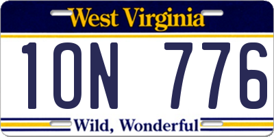 WV license plate 1ON776