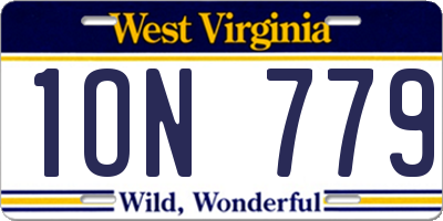 WV license plate 1ON779