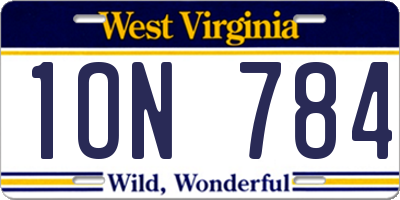 WV license plate 1ON784