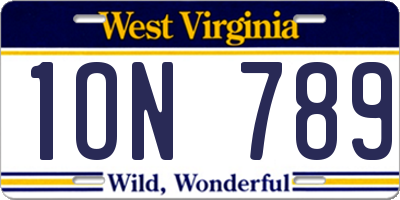 WV license plate 1ON789