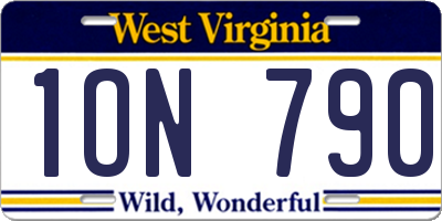 WV license plate 1ON790