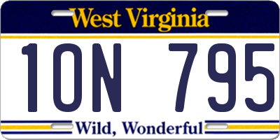 WV license plate 1ON795