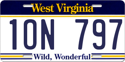 WV license plate 1ON797