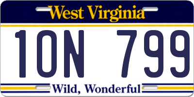 WV license plate 1ON799