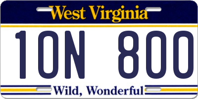 WV license plate 1ON800