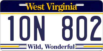 WV license plate 1ON802