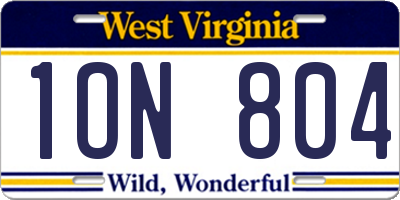 WV license plate 1ON804