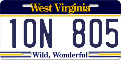WV license plate 1ON805