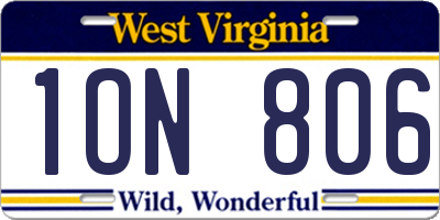 WV license plate 1ON806