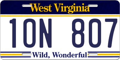 WV license plate 1ON807
