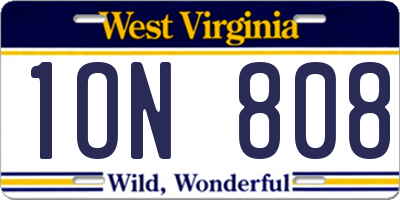 WV license plate 1ON808