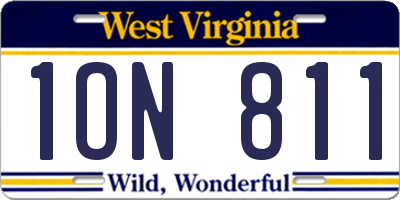 WV license plate 1ON811