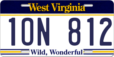 WV license plate 1ON812