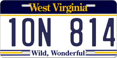 WV license plate 1ON814