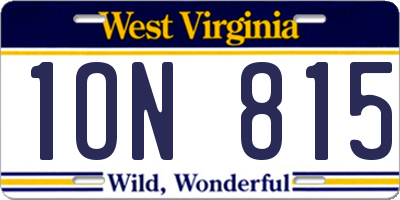 WV license plate 1ON815
