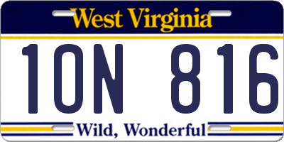 WV license plate 1ON816