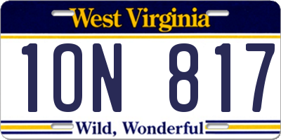 WV license plate 1ON817