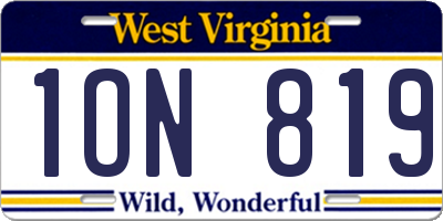 WV license plate 1ON819
