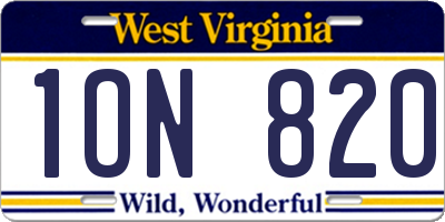 WV license plate 1ON820