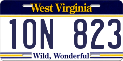 WV license plate 1ON823