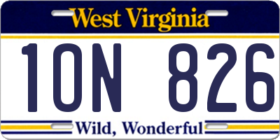 WV license plate 1ON826