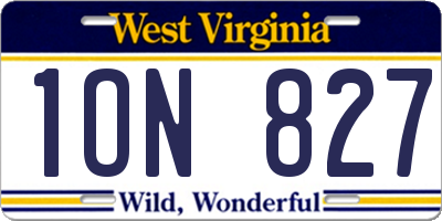 WV license plate 1ON827