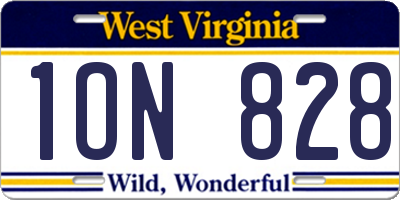 WV license plate 1ON828