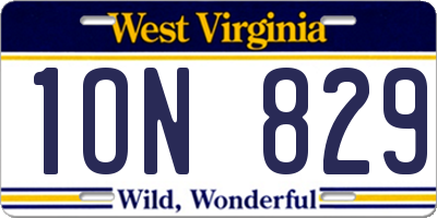 WV license plate 1ON829
