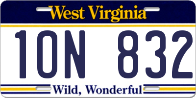 WV license plate 1ON832