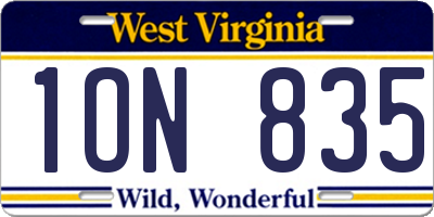 WV license plate 1ON835