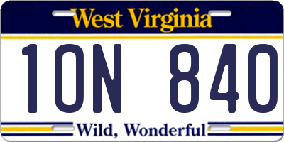 WV license plate 1ON840