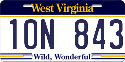 WV license plate 1ON843