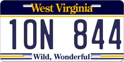 WV license plate 1ON844