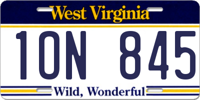 WV license plate 1ON845