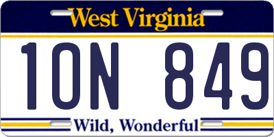 WV license plate 1ON849