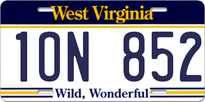 WV license plate 1ON852