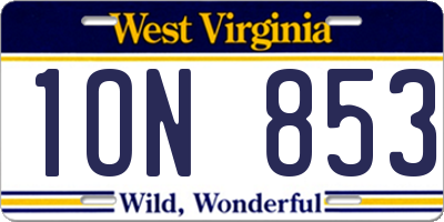 WV license plate 1ON853