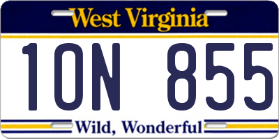 WV license plate 1ON855