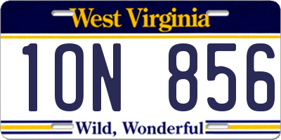 WV license plate 1ON856