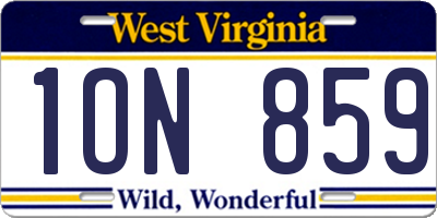WV license plate 1ON859
