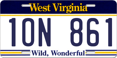 WV license plate 1ON861